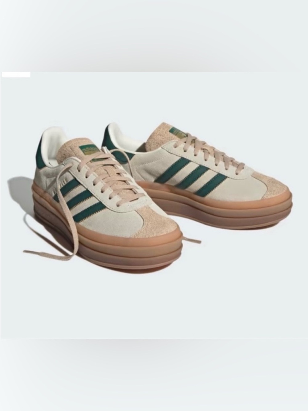 Adidas Gazelle Bold Platform Gum Sole Sneakers Cream Collegiate Green